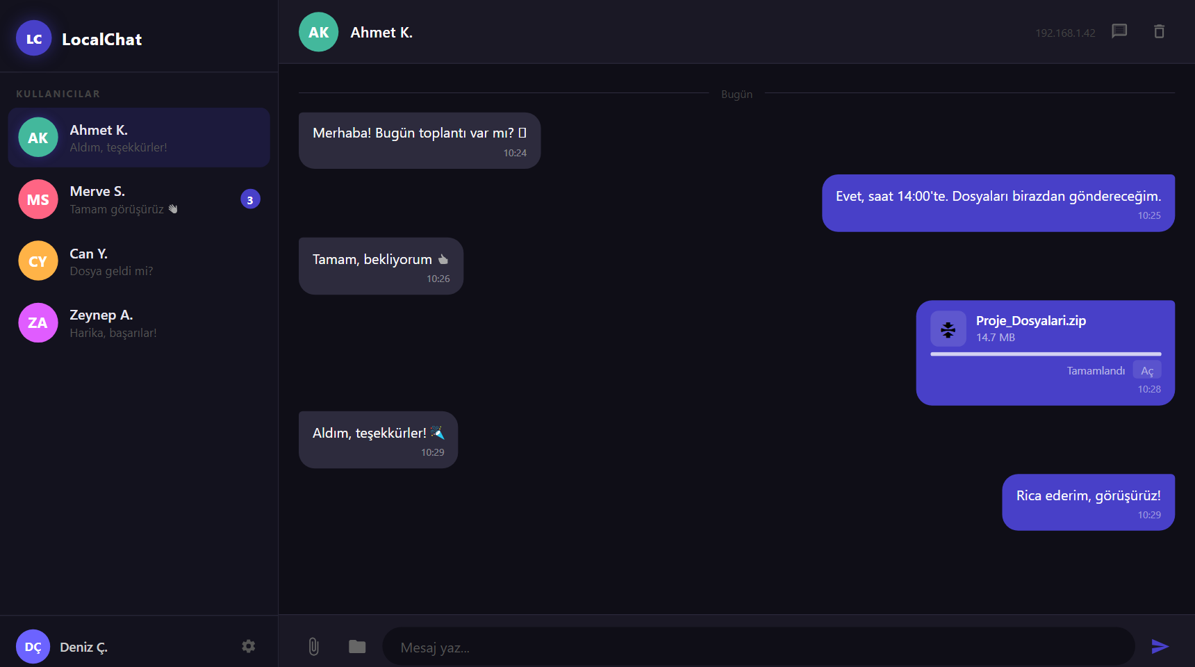LocalChat Yerel Ağ Sohbet ve Dosya Paylaşımı